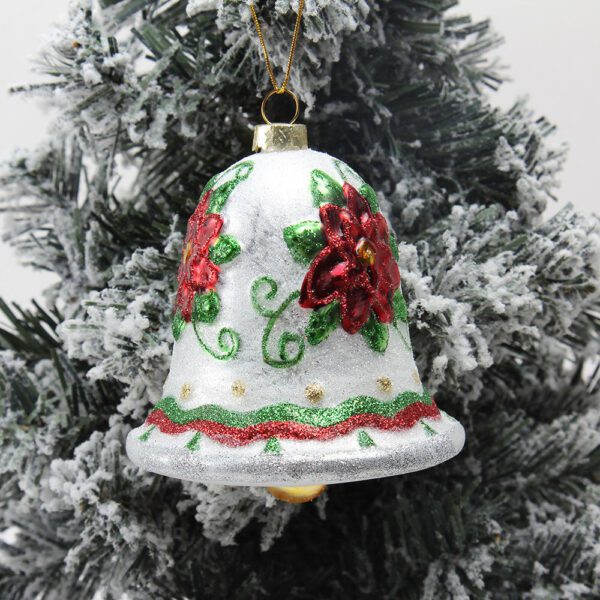 Bell-shaped Festive Ornament with Red-Green Floral & Bow Details - Holiday Decor Piece