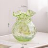 Green Flower-Shaped Glass Decorative Vase (Artistic Styling)