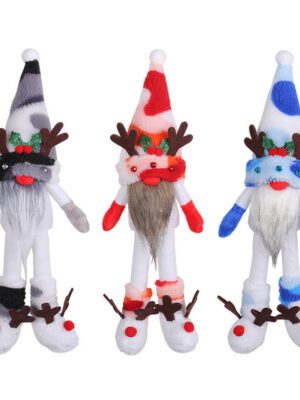 Set of Three Festive Decorative Ornaments (Pointed Hat Style, With Red & Blue Accents)