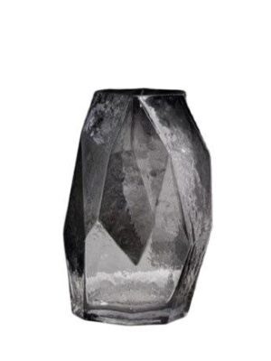 Transparent Geometric-Textured Decorative Vase