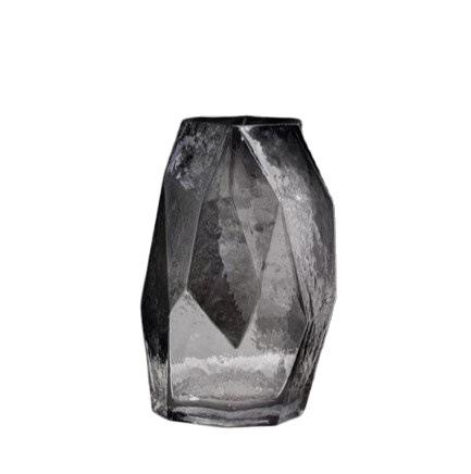 Transparent Geometric-Textured Decorative Vase