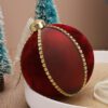 Red Spherical Festive Ornament with Gold Accents - Holiday Decor Bauble