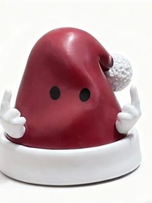 Red Liver-Shaped Anthropomorphic Decorative Ornament (With White Hands, Smiley Face & White Base)