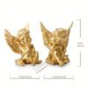 Pair of Golden Angel Figurine Decorative Ornaments (With Detailed Wing & Pose Design)