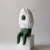 White & Green Minimalist Home Decor Figurine (with Fuzzy Texture)
