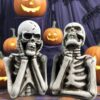 Halloween-themed Skeleton Figurines with Pumpkin Decor - Festive Desktop Ornament