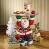 Santa Claus Figurine Decorative Ornament (Holding Decorative Tray) Paired With Christmas Elements (Deer, Mini Christmas Tree)