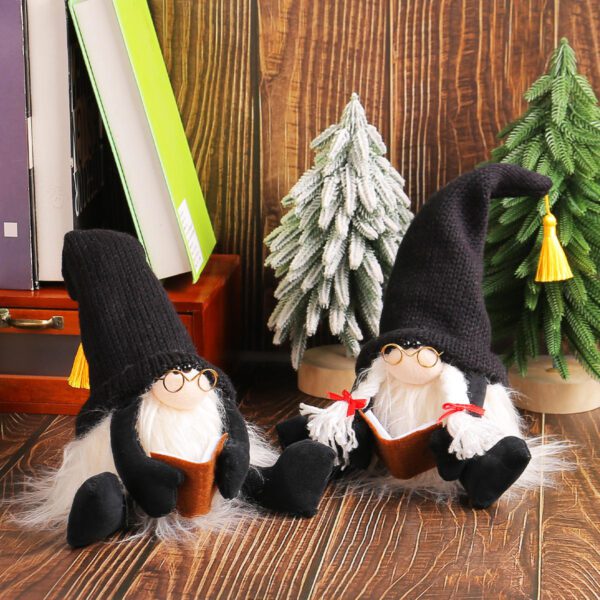 Christmas-themed Gnome Decorative Ornament Set (with Black Pointed Hats, Festive Style)