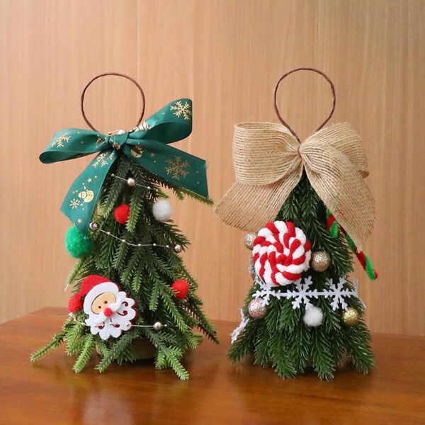 Pair of Christmas-themed Decorative Ornaments (with Bow & Candy Cane Details)