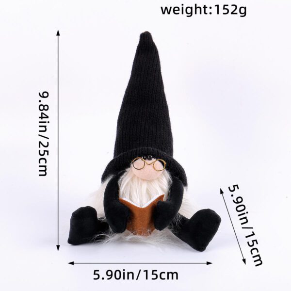 Christmas-themed Gnome Decorative Ornament (Black Pointed Hat, With Size & Weight Specifications)