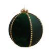 Dark Green Spherical Festive Ornament with Gold Accents - Holiday Decor Bauble