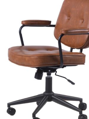 Vintage Style Leather Office Leisure Swivel Chair – Comfortable Ergonomic Desk Chair with Silent Casters
