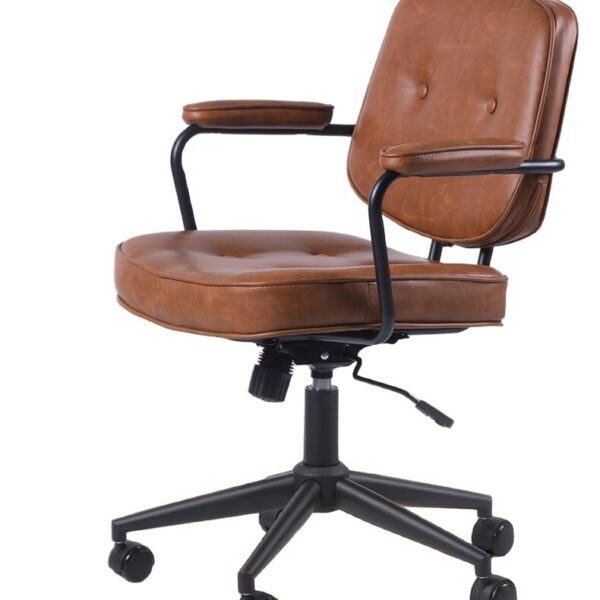 Vintage Style Leather Office Leisure Swivel Chair – Comfortable Ergonomic Desk Chair with Silent Casters