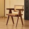 Chandigarh Chair (Wooden Frame with Rattan Backrest, Single Accent Chair)