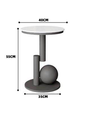 Modern Minimalist Small Side Table – Round Top Black Stand Compact Sofa Side Table