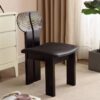 Modern Minimalist Wooden Design Leisure Chair – Dark Seat Living Room Chair