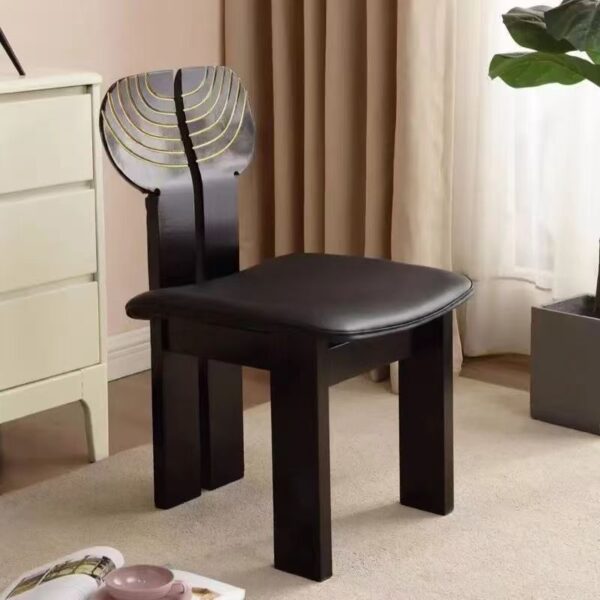 Modern Minimalist Wooden Design Leisure Chair – Dark Seat Living Room Chair