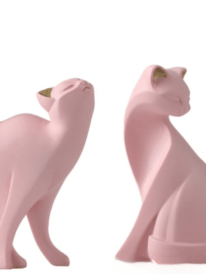 Pink Cat Shape Home Decor Ornament – Minimalist Line Style Cute Desktop Decoration