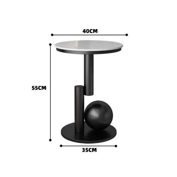 Modern Minimalist Black Small Side Table – Round Top Compact Sofa Side Table