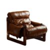 Adjustable Brown Leather Recliner Armchair – Retro Comfortable Living Room Lounge Chair with Reclining Function