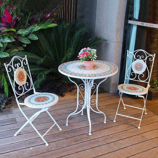 White Decorative Outdoor Table and Chair Set | Ornate Patio Furniture White Decorative Outdoor Table and Chair Set - Ornate Wrought Iron Patio Furniture