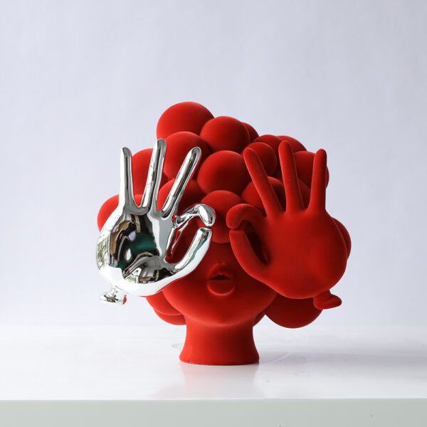 Modern Art Style Red Decor Ornament – Abstract Sculpture Desktop Decoration