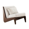 Beige Fabric Single Lounge Chair with Walnut Wood Frame – Modern Minimalist Accent Chair for Living Room