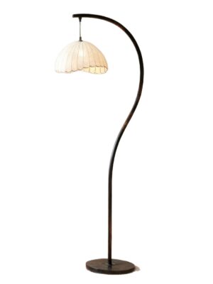 Modern Curved Black Floor Lamp with Light Shade – Decorative Lighting for Living Room Bedroom