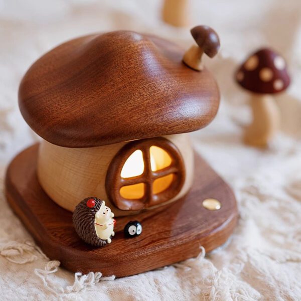 Mushroom House-shaped Rechargeable LED Night Light - Decorative Desktop Ornament for Bedrooms