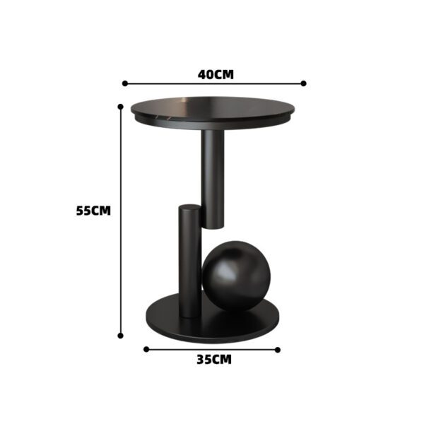 Modern Minimalist Black Small Side Table – Round Top Compact Sofa Side Table