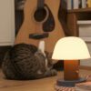 Modern Warm Pet-Friendly Table Lamp with Light Shade & Wooden Base – Decorative Desk Lighting for Home