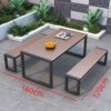 Outdoor Bench-Style Table and Chair Set with Dimension Label - Patio Leisure Furniture