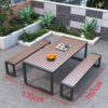 Outdoor Bench-Style Table Set with Dimension Label - Patio Leisure Furniture