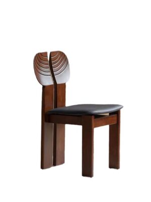 Modern Minimalist Wooden Design Leisure Chair – Dark Seat Dining/Living Room Chair