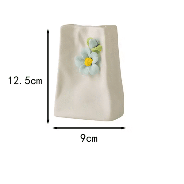 White Small Decorative Ornament With Two Blue Flowers (12.5cm×9cm Size)