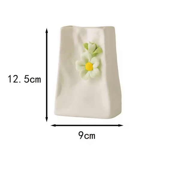 White Small Decorative Ornament With Two Green Flowers (12.5cm×9cm Size)