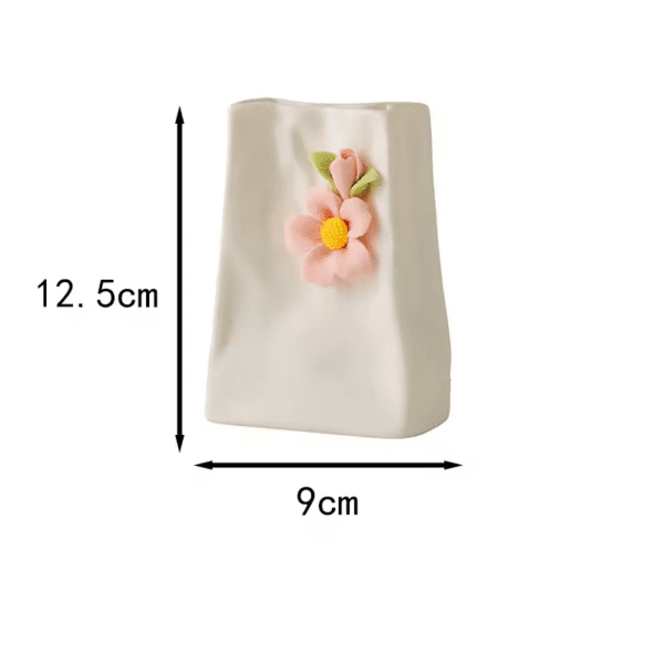 White Small Decorative Ornament With Two Pink Flowers (12.5cm×9cm Size)