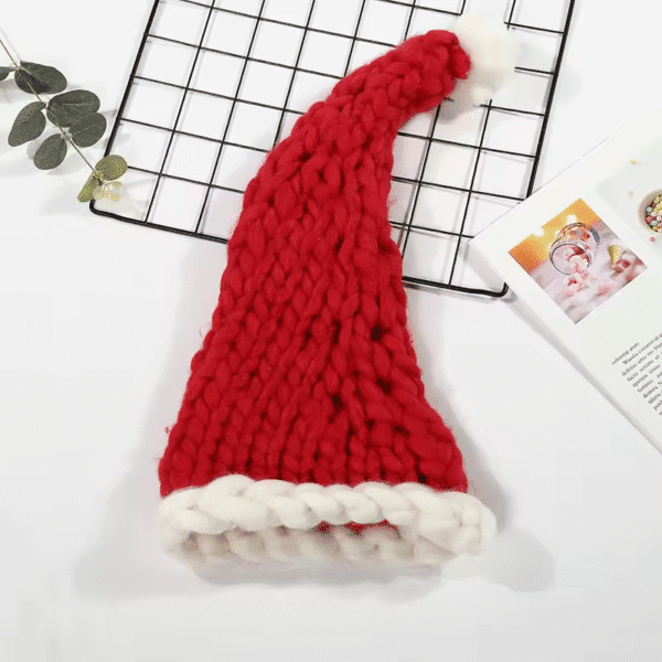 Red Knitted Santa Hat - Festive Holiday Decor Accessory