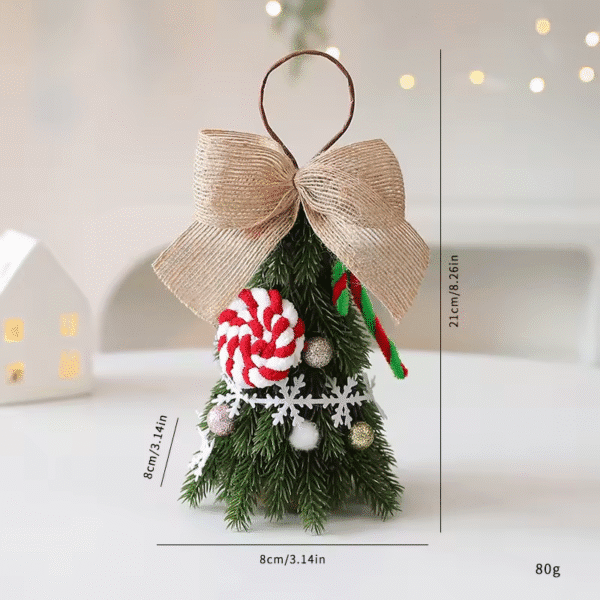 Christmas-themed Decorative Ornament (with Bow, Candy Cane & Small Tree Details)