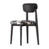 Modern Minimalist Decorative Dining Chair | Black Frame Patterned Fabric Seat French Retro Dining Chair Black Frame