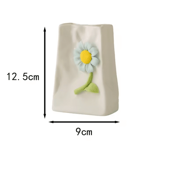 White Small Decorative Ornament With Yellow Flower (11.5cm in Size)