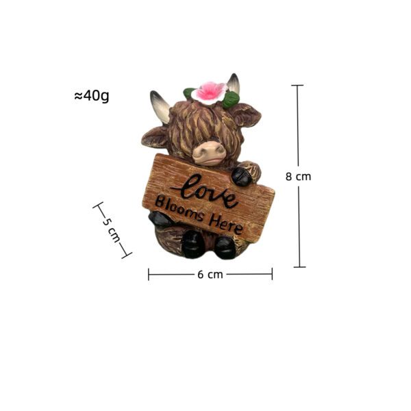 Cute Cartoon Cow Decor Figurine with Decorative Sign - Whimsical Home Accent Ornament