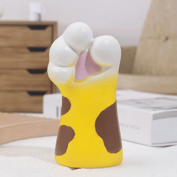 Yellow & Brown Patterned Decorative Ornament (Cat-themed, With White Top Styling)