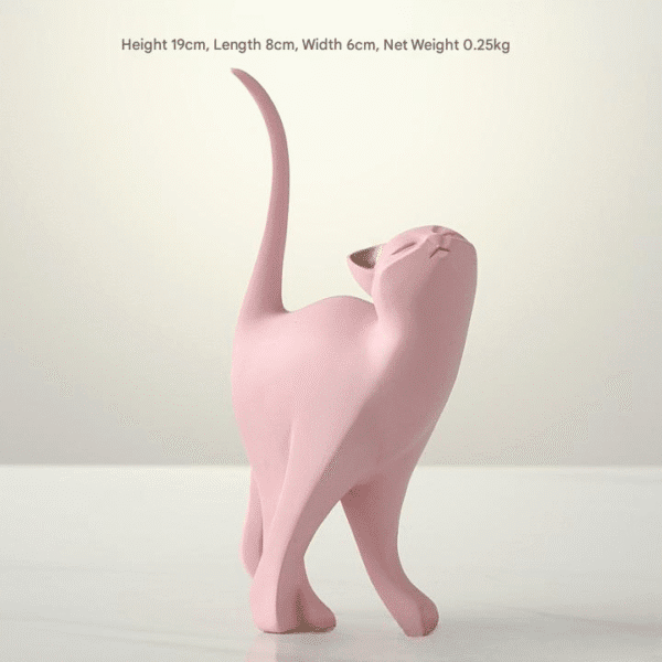 Minimalist Line Pink Cat Home Decor Ornament – Cute Desktop Decoration for Living Room