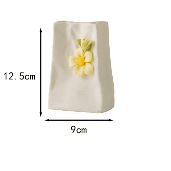 White Small Decorative Ornament With Two Yellow Flowers (12.5cm×9cm Size)