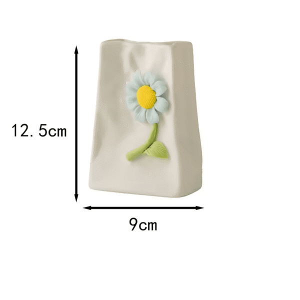 White Small Decorative Ornament With Yellow Flower (11.5cm in Size)