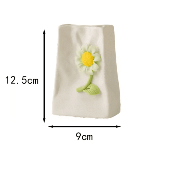 White Small Decorative Ornament With Yellow Flower (12.5cm×9cm Size)