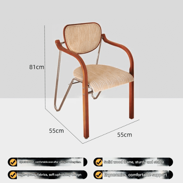 Modern Minimalist Wooden Armrest Fabric Leisure Chair – Light Seat Dining/Living Room Chair