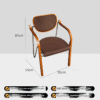 Modern Minimalist Wooden Armrest Fabric Leisure Chair – Brown Seat Dining/Living Room Chair