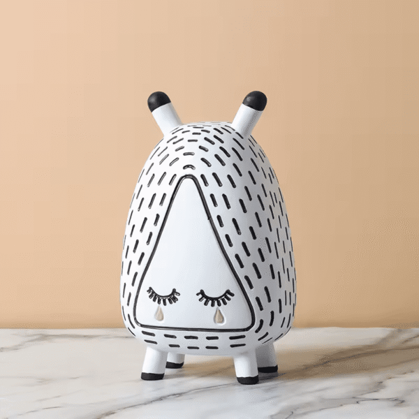White Spotted Cartoon Cat Decorative Ornament (Cute Minimalist Style)